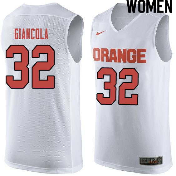 Women #32 Nick Giancola Syracuse White College Basketball Jerseys Sale-Orange